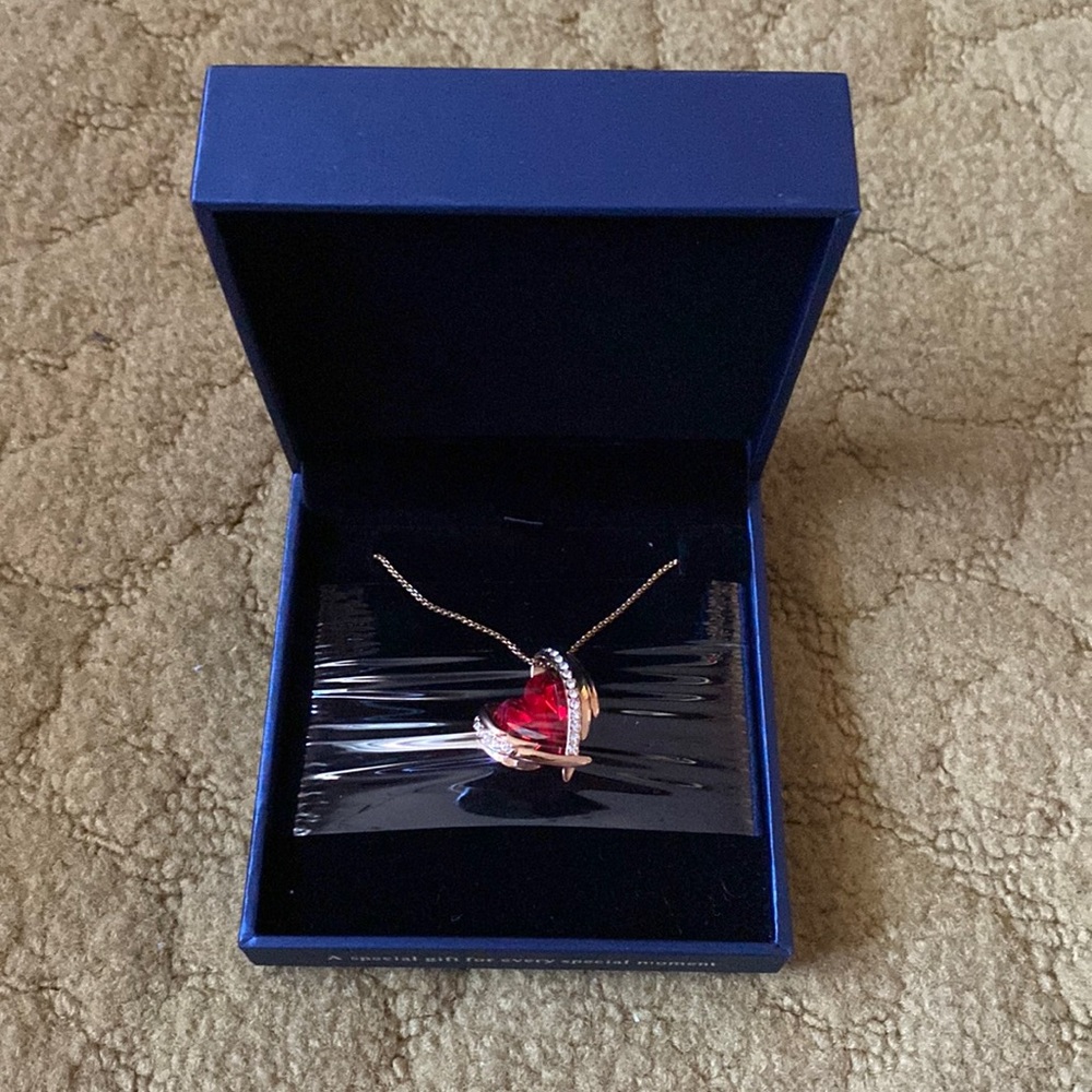 Red Heart Necklace With Gems